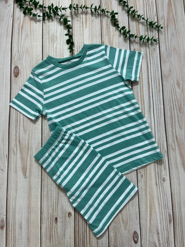 ست تیشرت وشورتک پسرانه مدل راه راه نخ پنبه مناسب سنین 6 و 7 سال