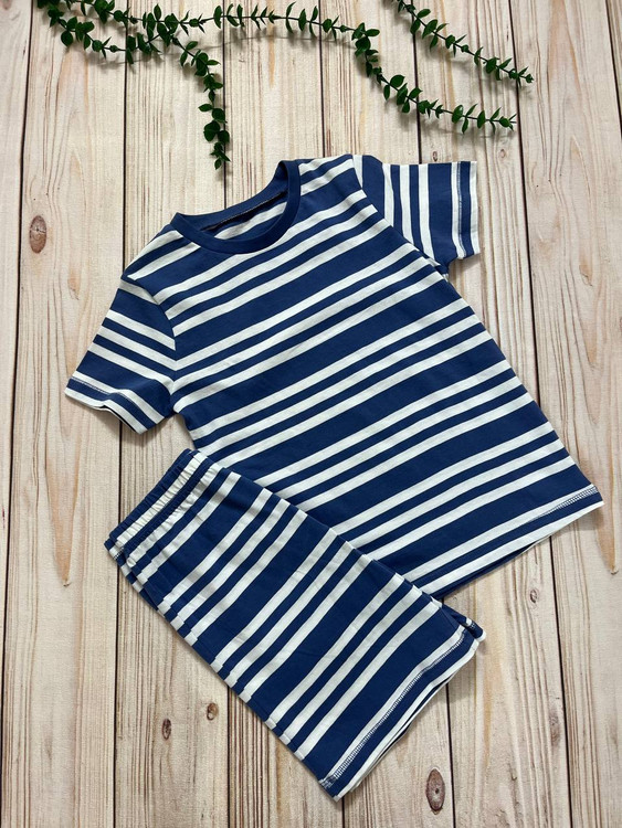 ست تیشرت وشورتک پسرانه مدل راه راه نخ پنبه