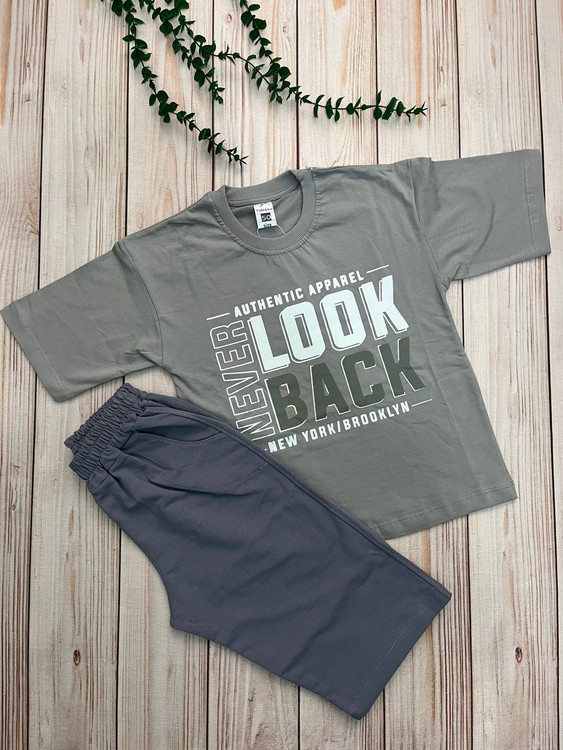 ست تیشرت و شلوارک LOOK نخ پنبه پسرانه مناسب 7 تا 12 سال
