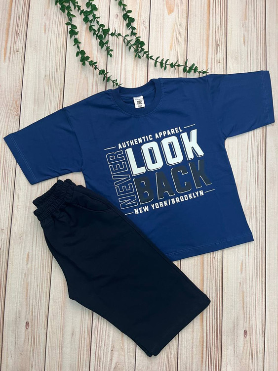 ست تیشرت و شلوارک LOOK نخ پنبه پسرانه مناسب 7 تا 12 سال