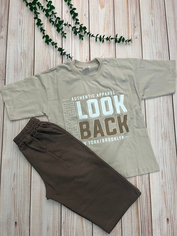 ست تیشرت و شلوارک LOOK نخ پنبه پسرانه مناسب 7 تا 12 سال