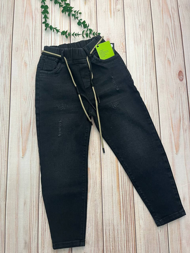 شلوار جین مام استایل کمرکش مناسب سنین 7 و 11 سال