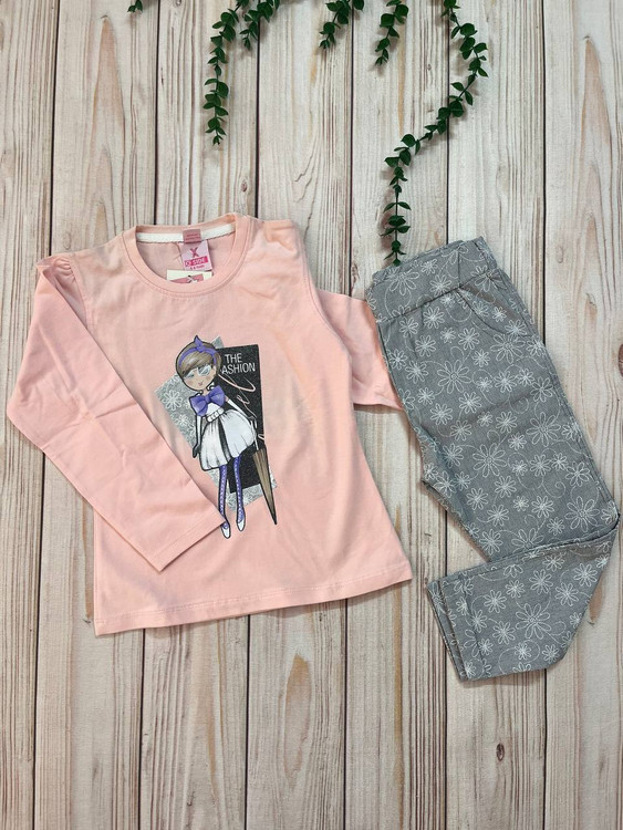 ست بلوز و شلوار مدل دختر نخ پنبه مناسب سنین 4 تا 6 سال