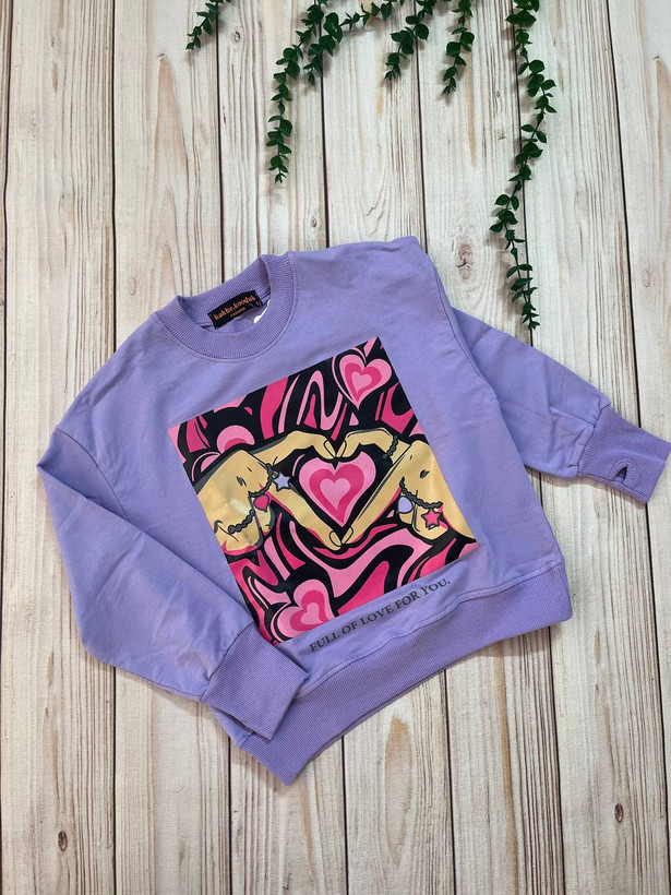 بلوز کراپ دورس مدل قلب فینگردار مناسب سنین 7 تا 14 سال