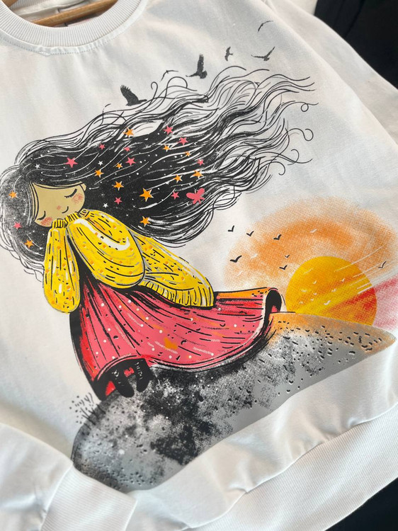 ست بلوز و شلوار دختر نشسته مناسب سنین 7 تا 12 سال