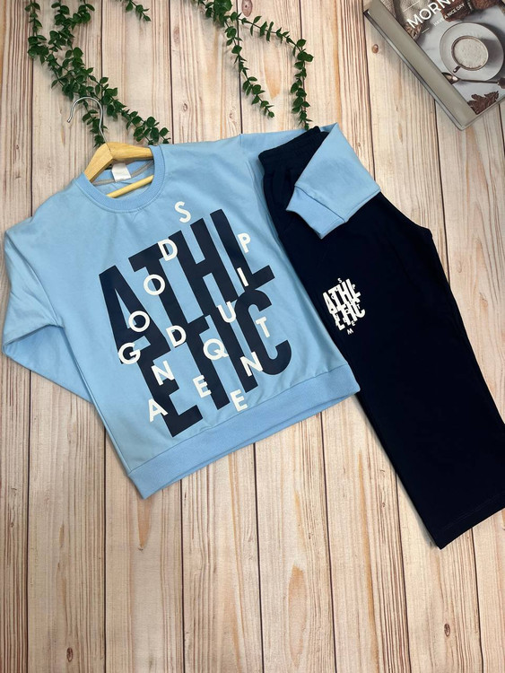 ست بلوز و شلوار پسرانه طرح Goods مناسب سنین 7 تا 12 سال